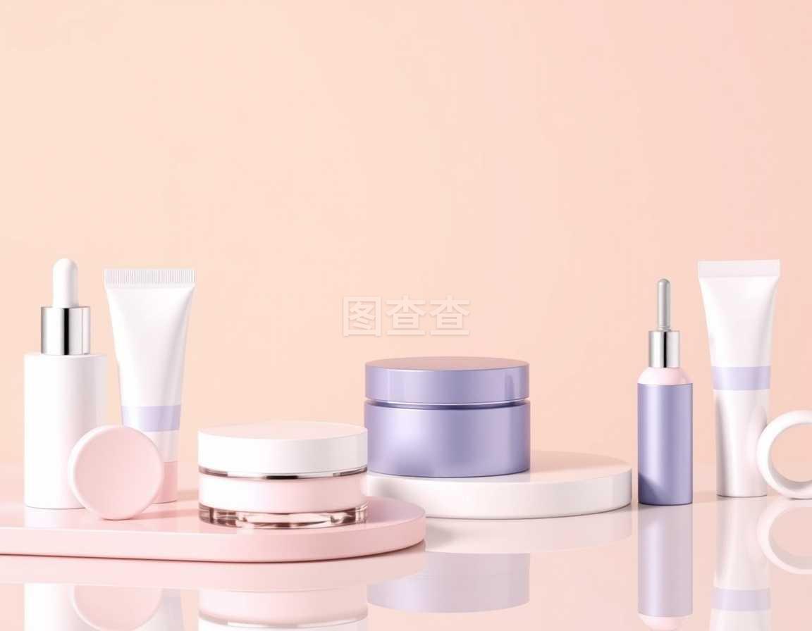3D寫實矢量圖示 廣告與雜志背景下的化妝品產(chǎn)品模板設(shè)計